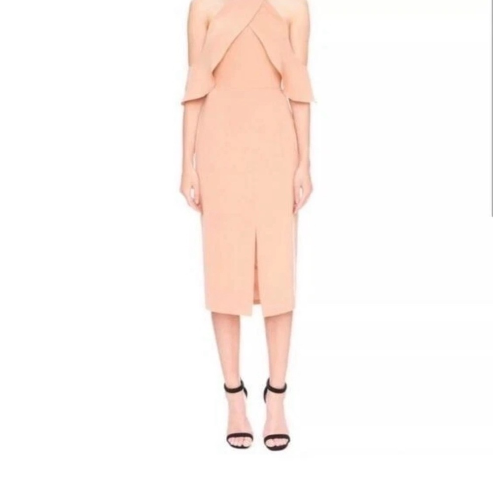 KEEPSAKE The Label Elegant Peach Off-Shoulder Dress L